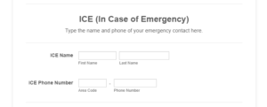In case of emergency contact info